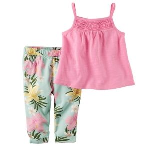 Carter's Crochet Tank & Floral Pants NEW 24 Months